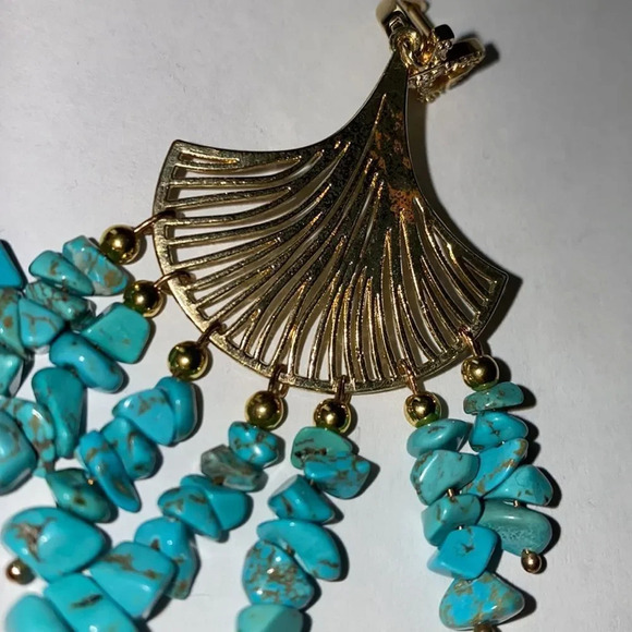 Turquoise stone chip statement earrings - Picture 7 of 9